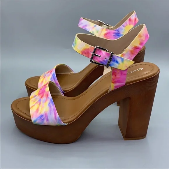 Gianni Bini NEW IN BOX Palmeera Platform Block Heel Sandals 🌈BRIGHT MULTI SZ 9 - Picture 3 of 6